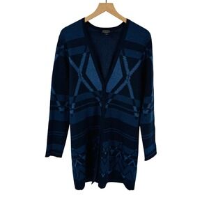 Pendleton Blue Southwestern 100% Merino Wool Cardigan Size L Boho Western